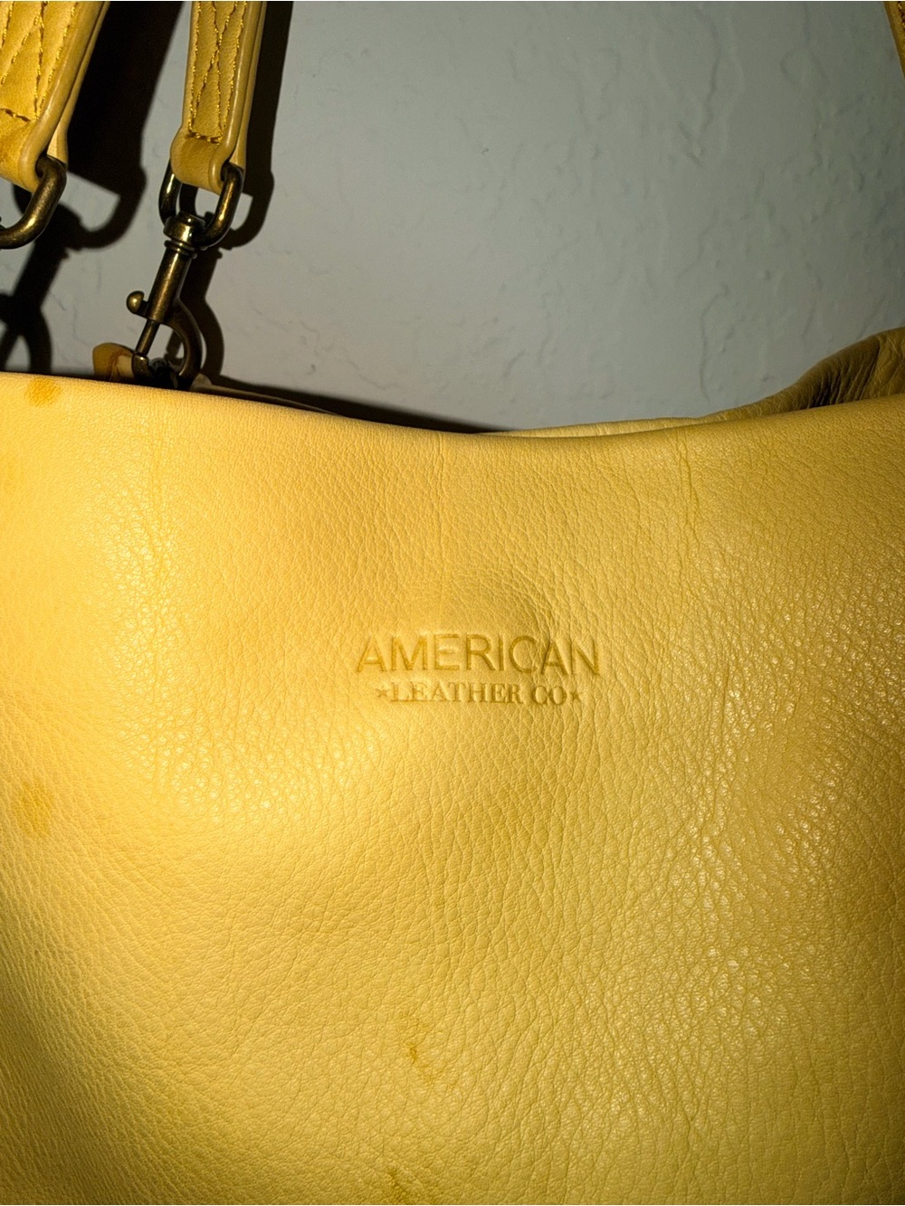 American Leather‎ Co. Yellow Leather Hobo Shoulder Bag Large Soft Pebbled purse - Picture 3 of 10